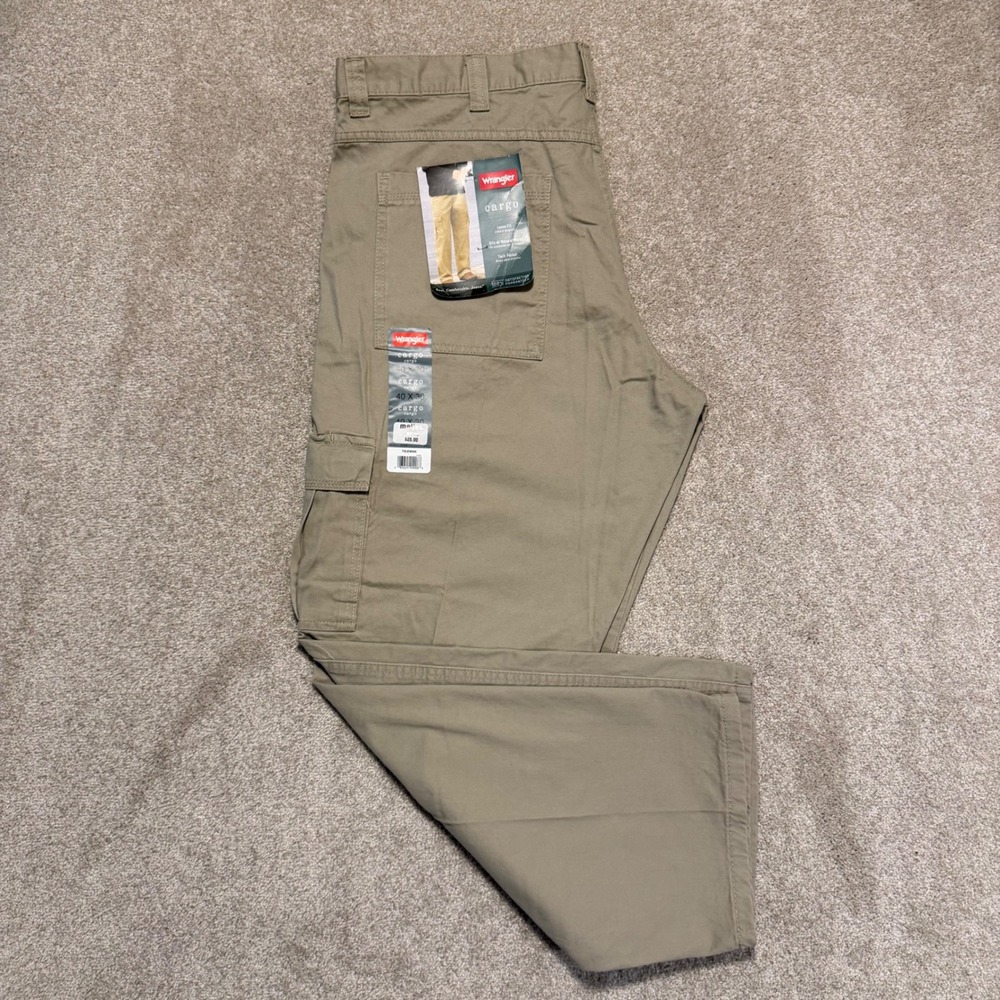 Wrangler Cargo Pants Mens 40x30‎ Tan Loose Fit Cotton Twill 70LEWNK New